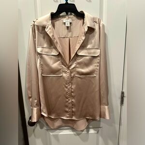 Sleek long sleeve beige button down